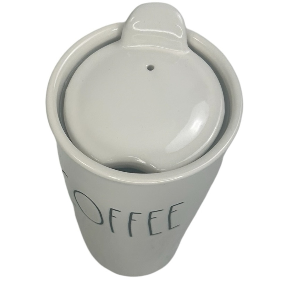 Rae Dunn Coffee Travel Mug Tumbler Large Letter Ivory Ceramic Hot/Cold Cup Lid - Picture 6 of 13